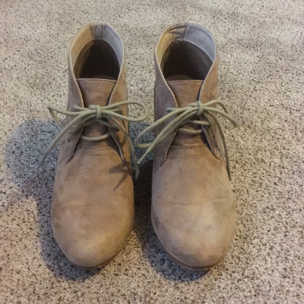 Taupe Wedge Ankle Booties